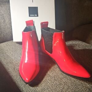 Dolce Vita Glossy Red Ankle Booties